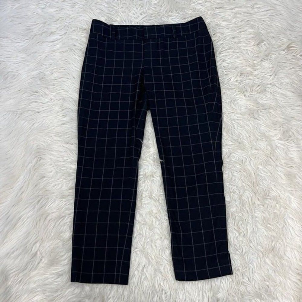 Calvin Klein Black Plaid Check Women’s Trouser Straight Leg Work Pants 10 Crop